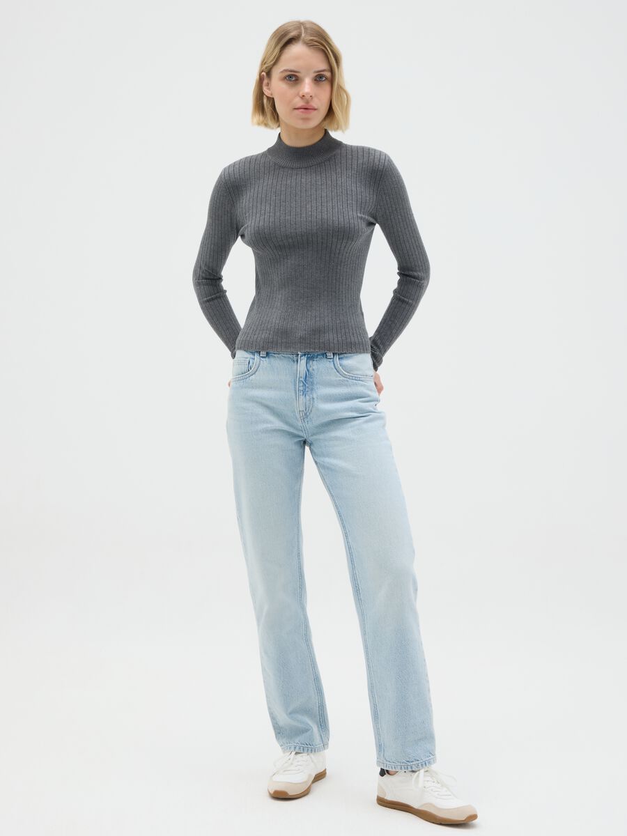 Grey Viscose Blend Fitted Sweater_1