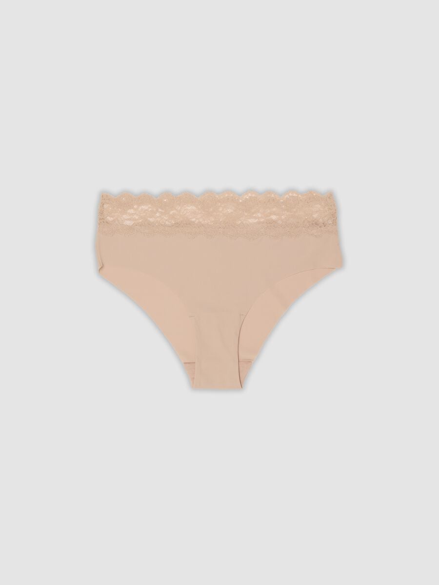 Slip beige in microfibra elasticizzata con pizzo_4