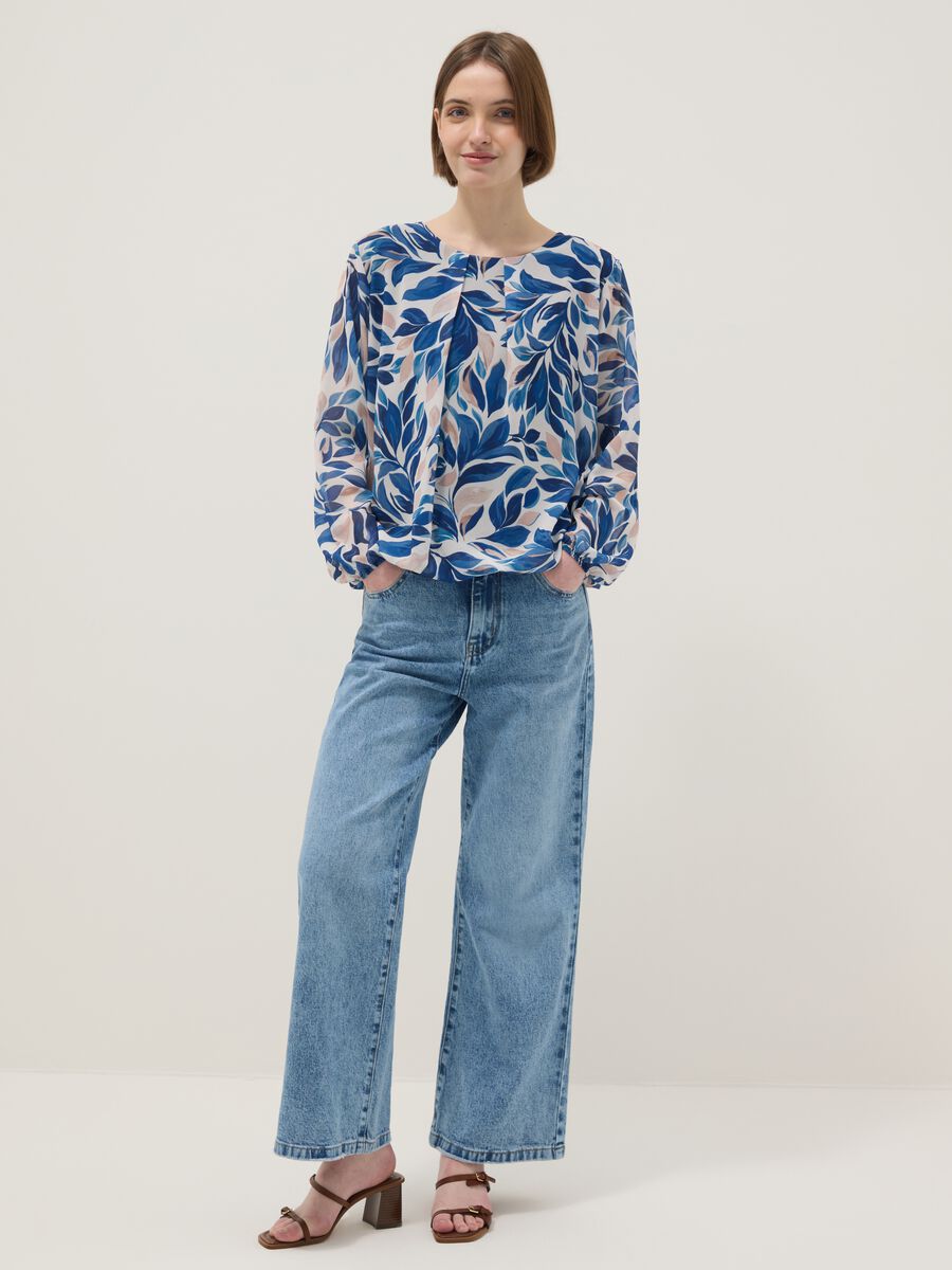 Maglia a maniche lunghe multicolor regular fit con fantasia floreale_1