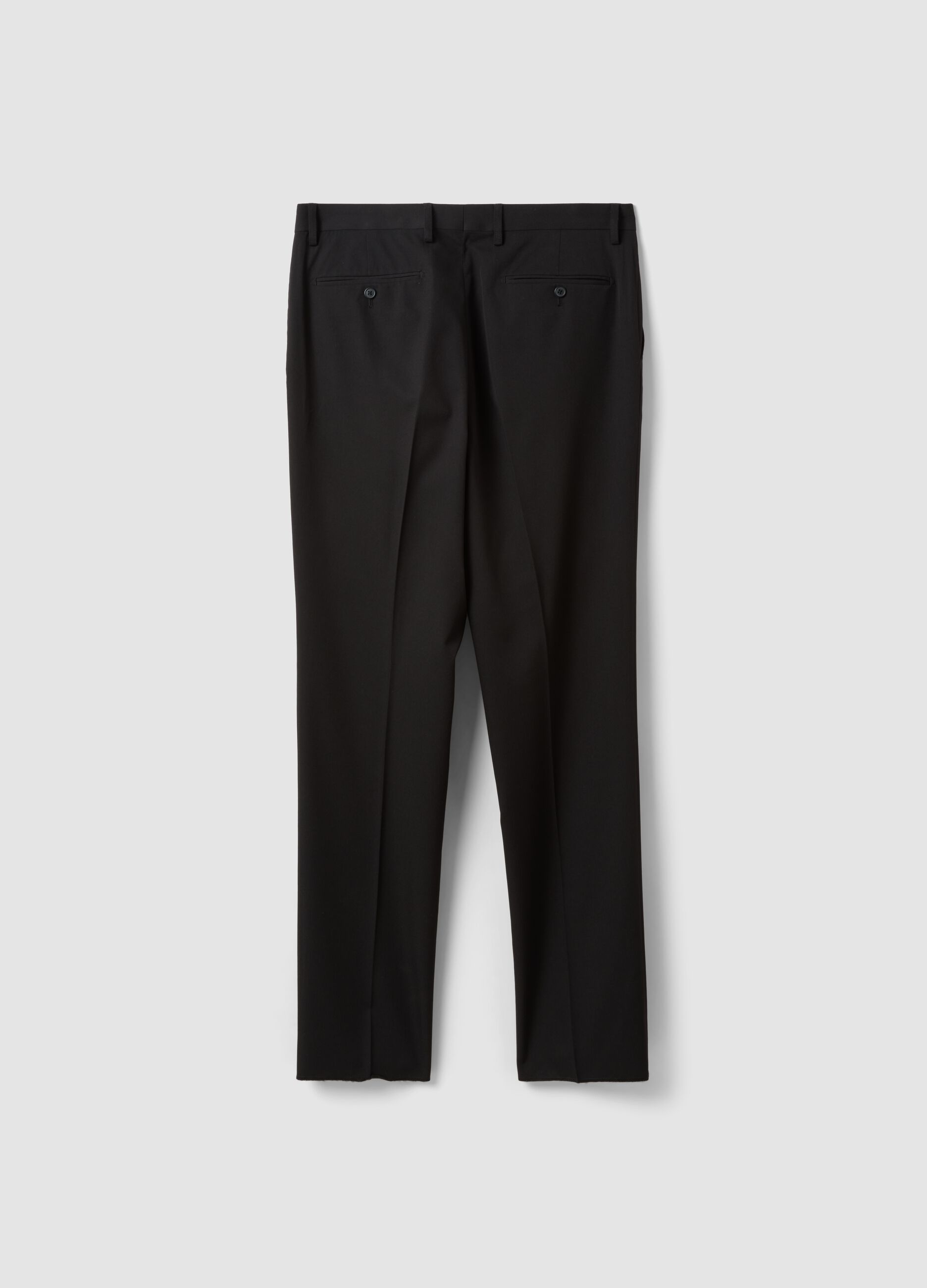 Black regular-fit formal trousers in stretch viscose