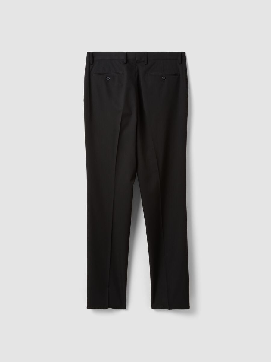Pantaloni formali neri in viscosa elasticizzata regular fit_1