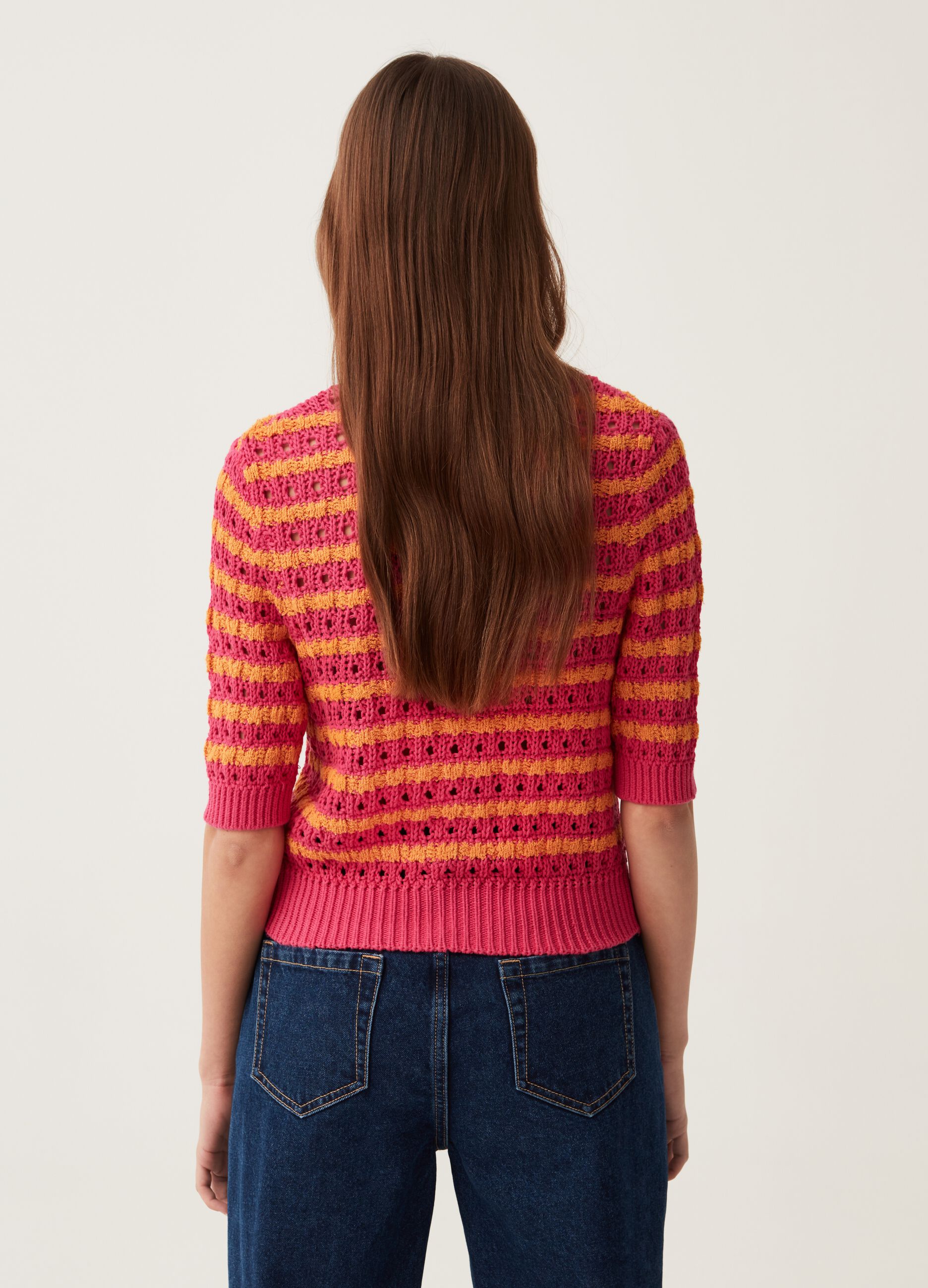 Cardigan crochet con fantasia a righe_2