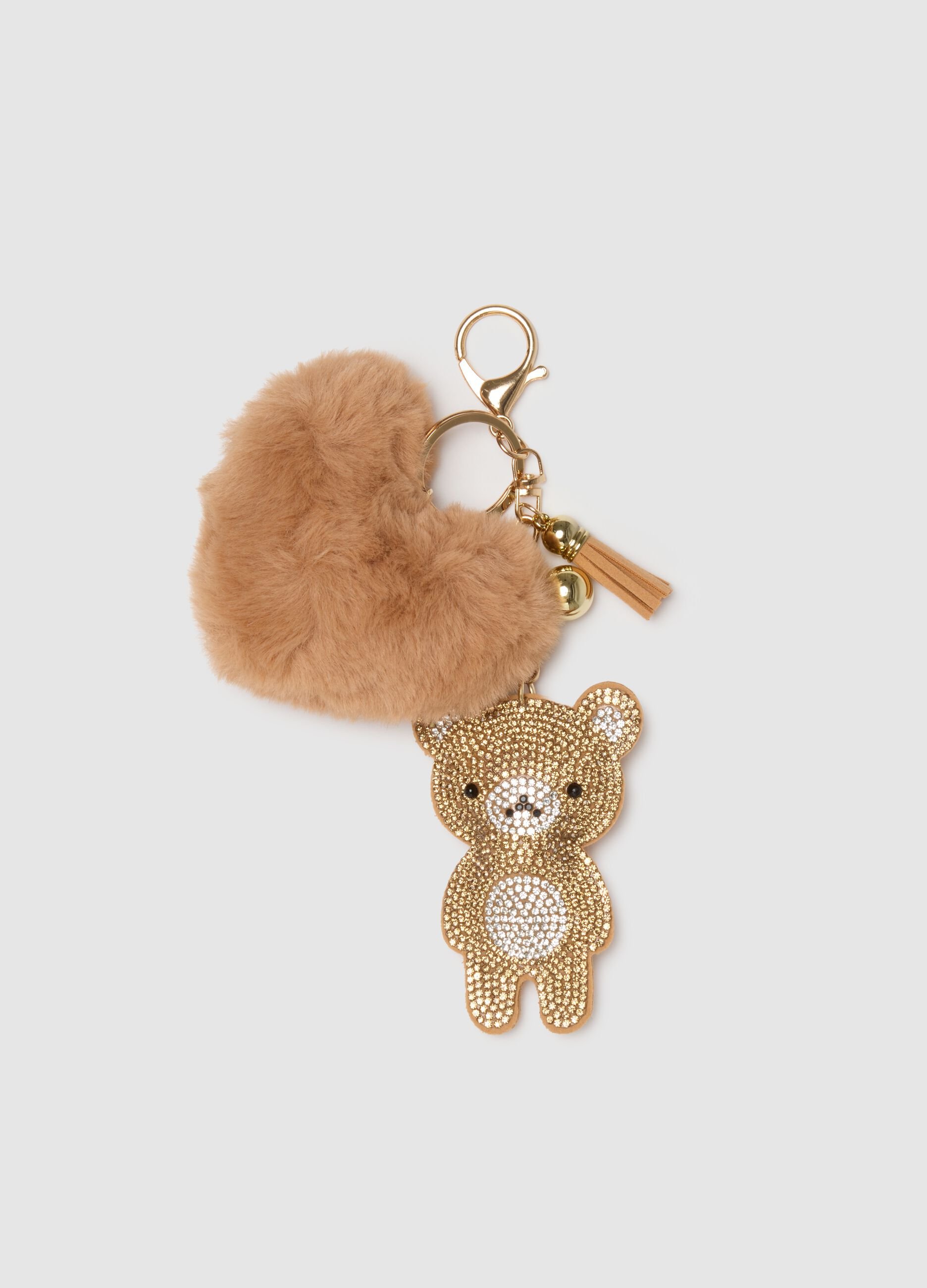 Portachiavi in peluche multicolor con orsetto
