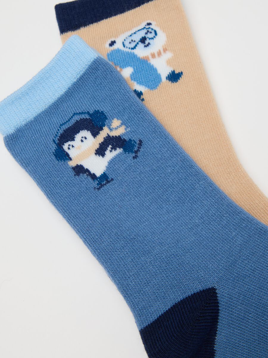 Pack of three long cotton blend baby socks in assorted colours_1
