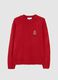 Red oversized crew-neck jumper with Christmas embroidery_0