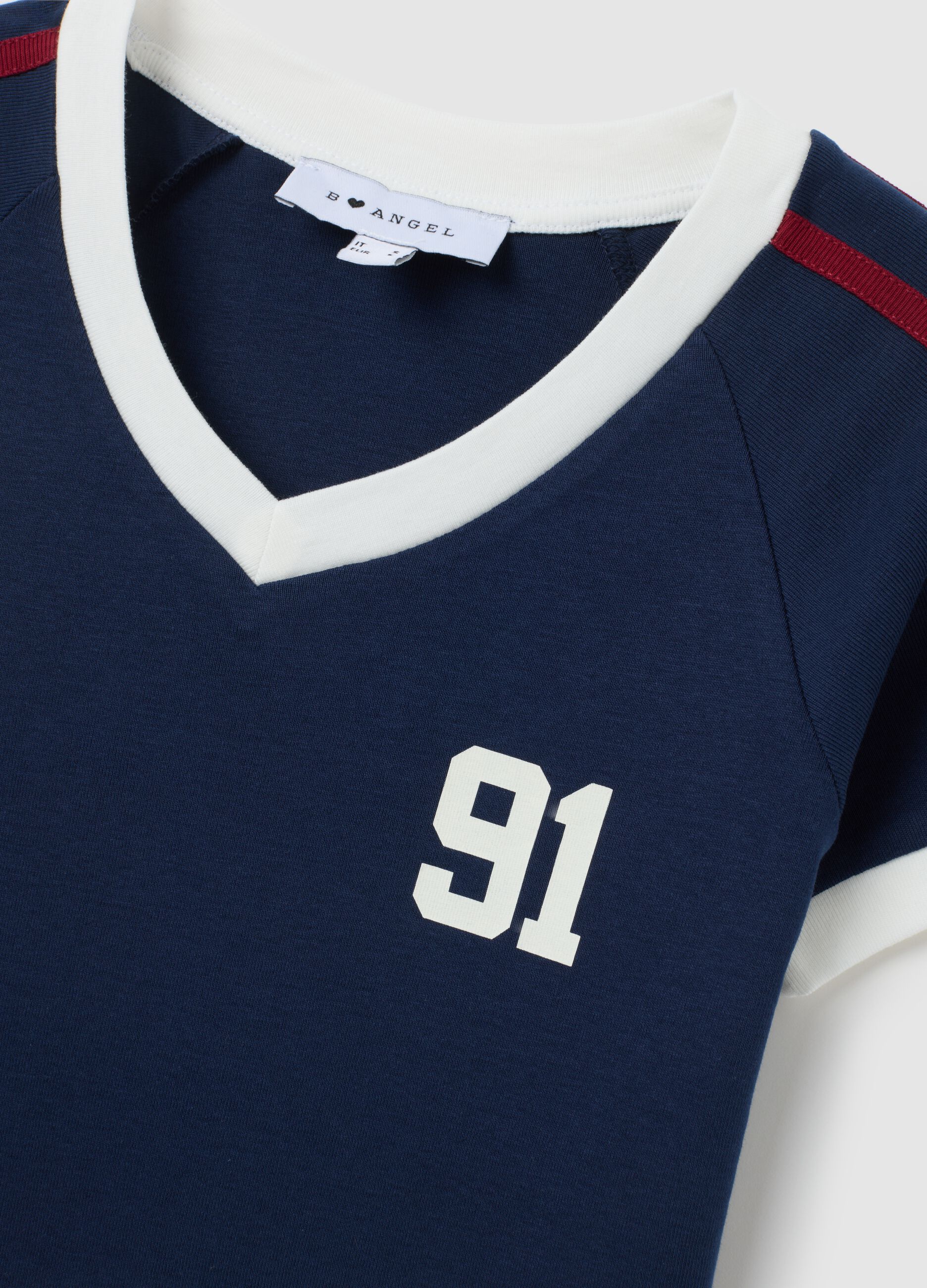 Fitted multicolour pure cotton T-shirt