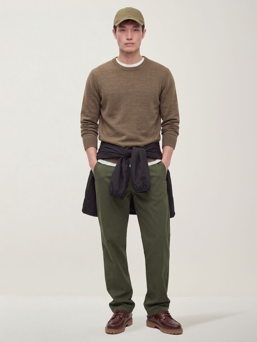 Maglia marrone girocollo in jersey knit regular fit_1