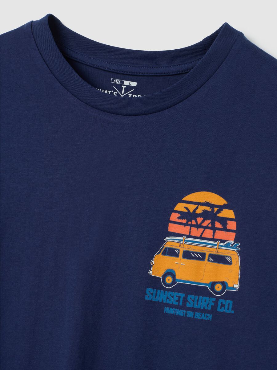 Men's blue pure cotton regular fit t-shirt with print_5