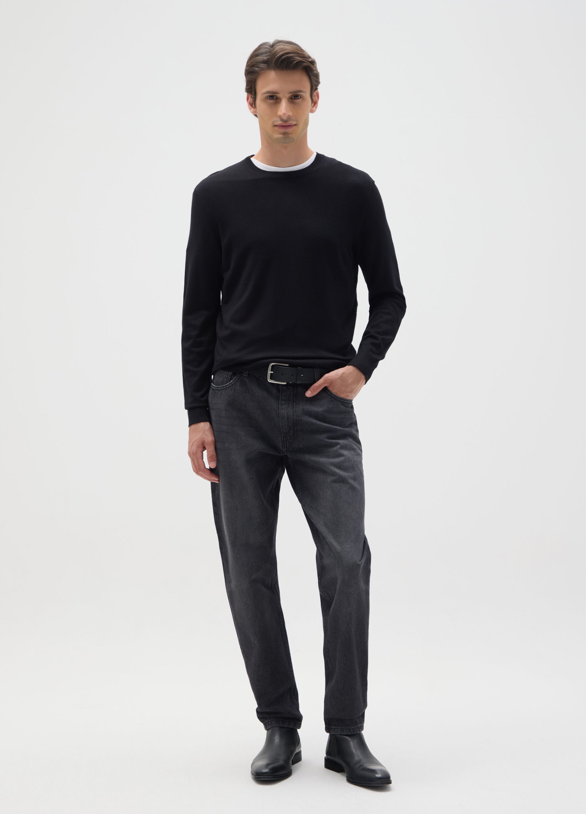 Relaxed fit black pure cotton jeans