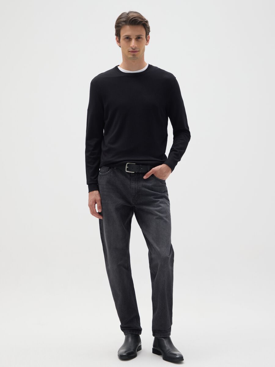 Relaxed fit black pure cotton jeans_0