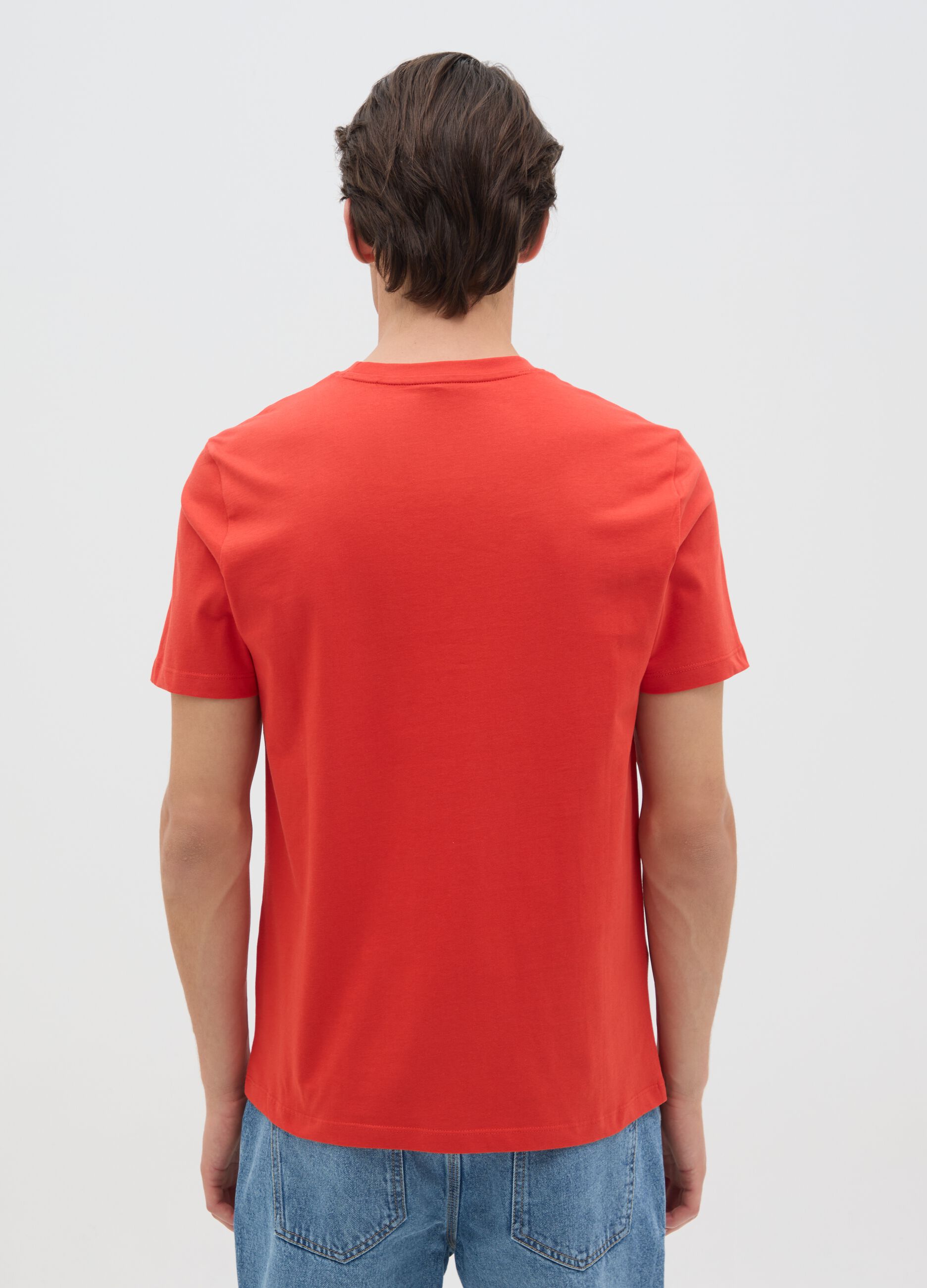 Men's regular fit red pure cotton T-shirt