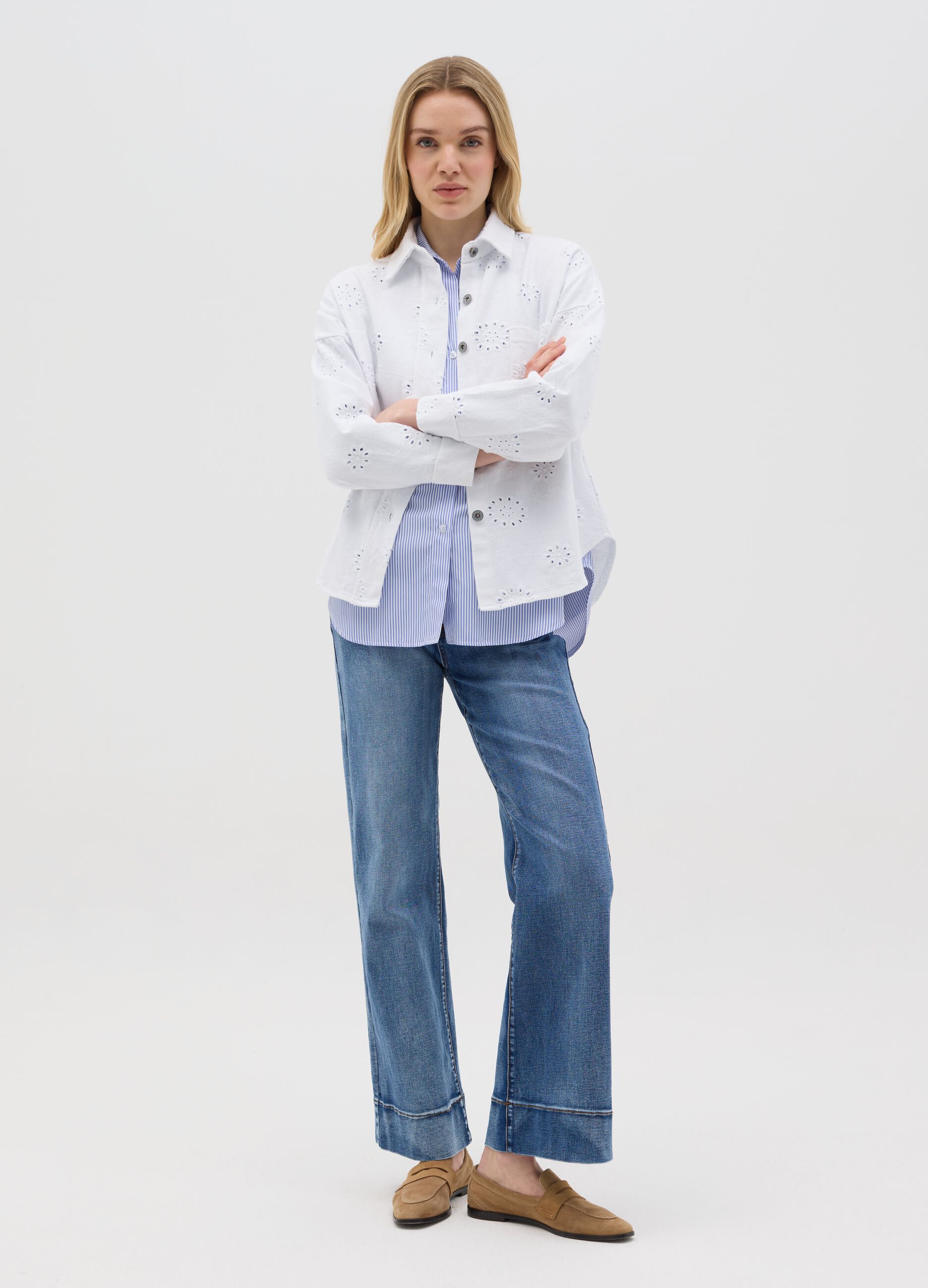 Camicia da donna in puro cotone bianca regular fit