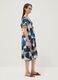 Multicolour stretch cotton midi dress with geometric print_0
