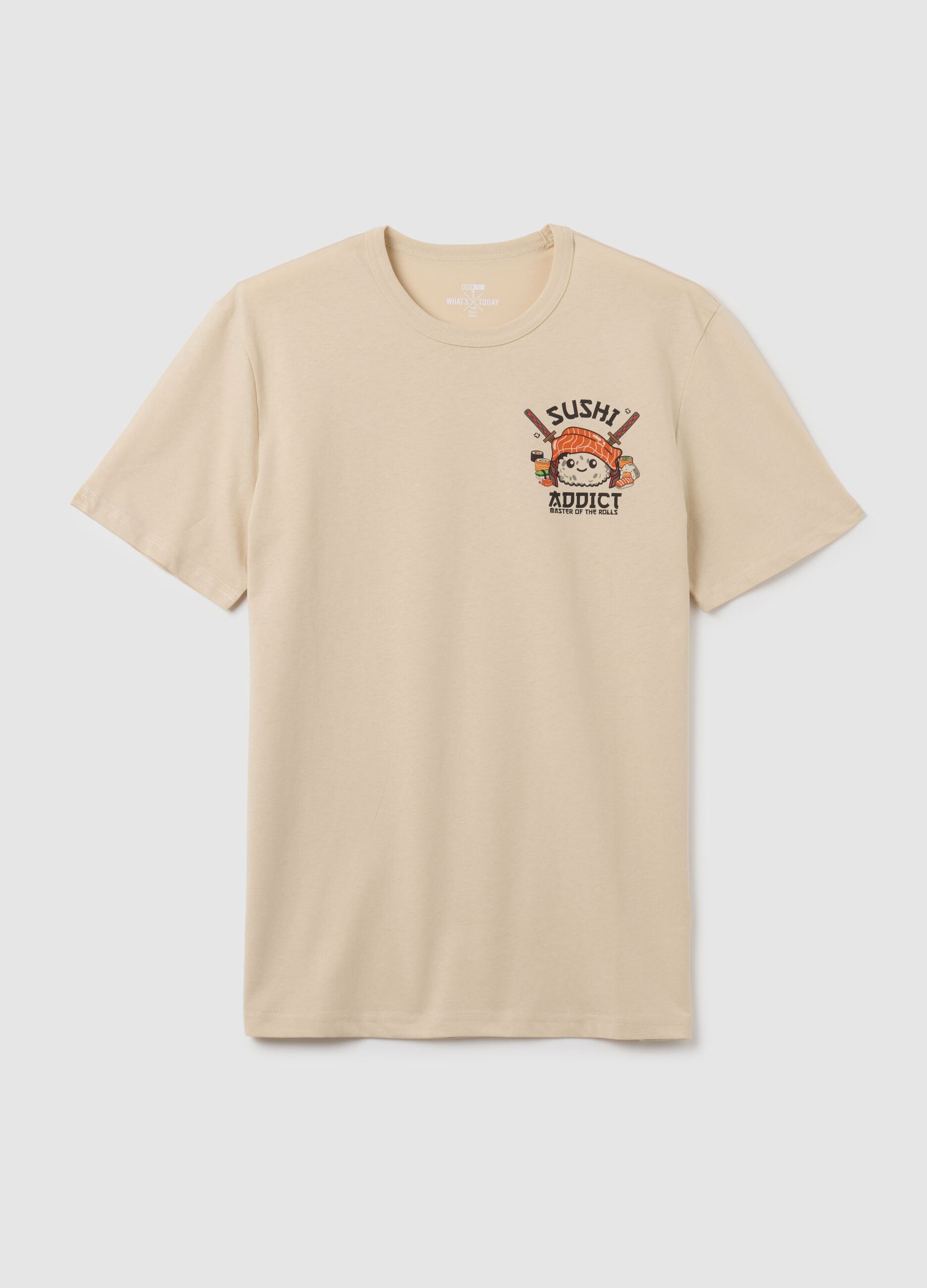 Beige regular fit pure cotton t-shirt