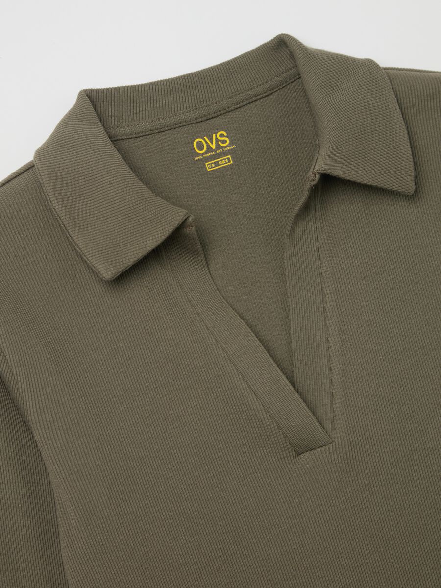 Ribbed T-shirt with polo shirt neck_5