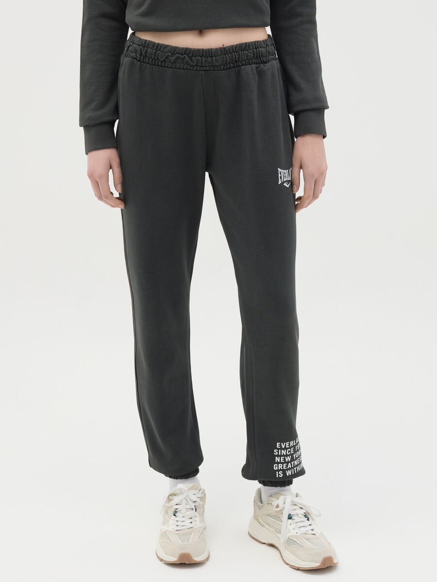 Black joggers with elasticated edging and logo print_1