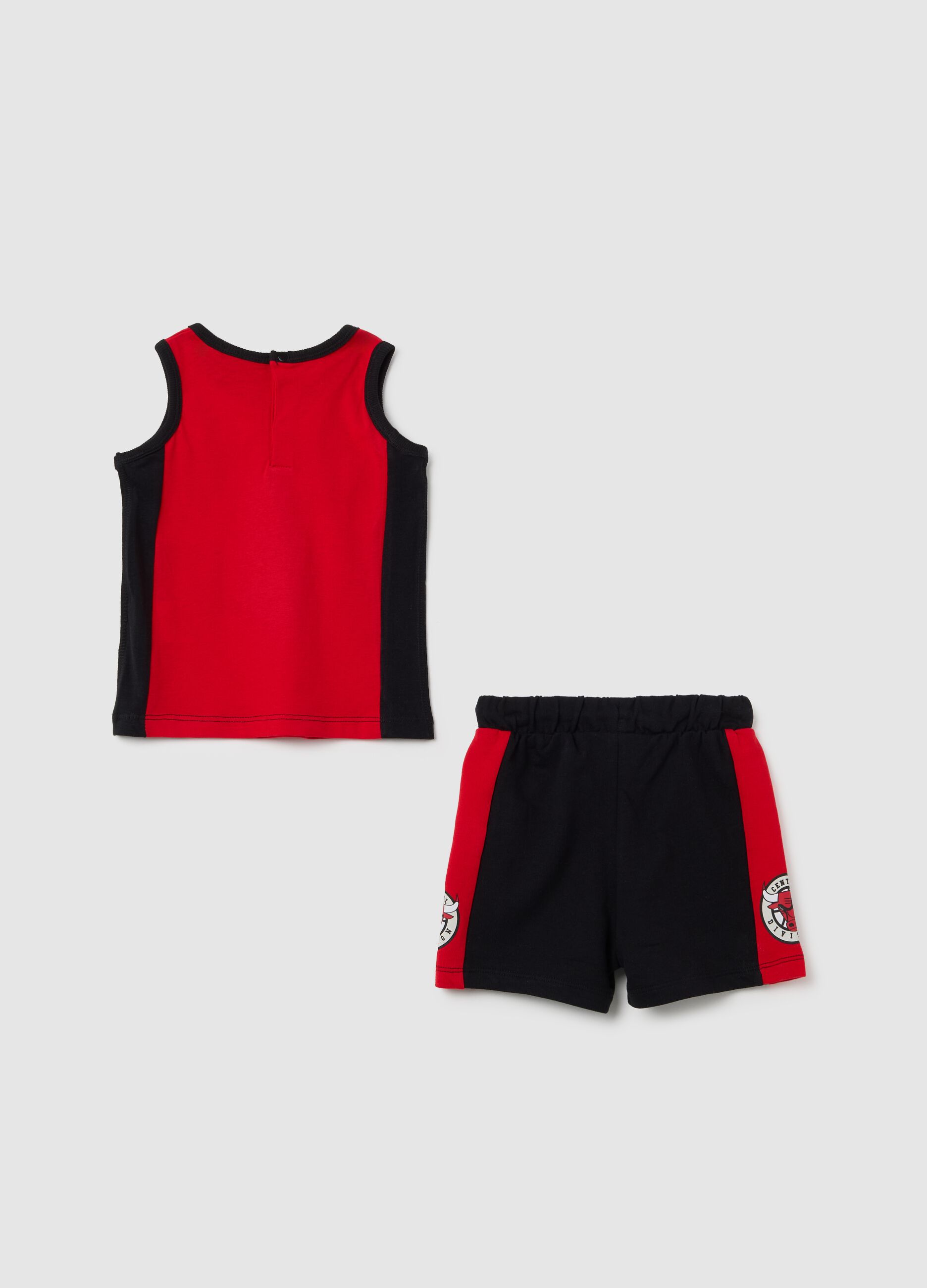 Multicolour regular fit pure cotton kids' set with Chicago Bulls print