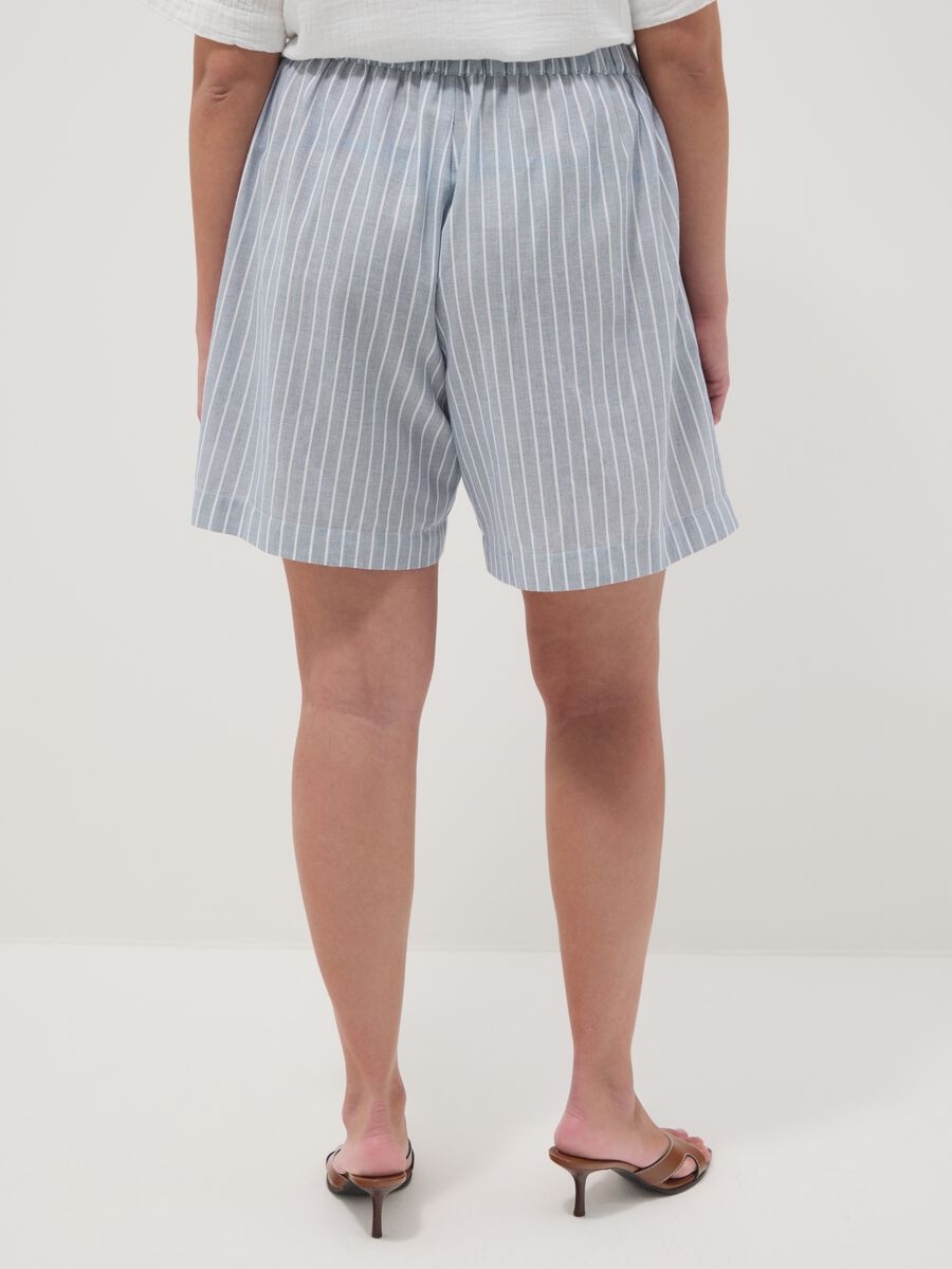 Shorts azzurri a righe in puro cotone_2