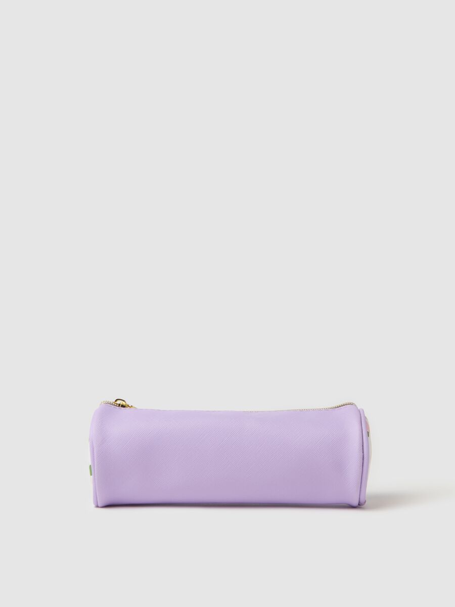 Round pencil case with floral print_0