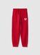Girls' red cotton blend joggers with regular fit and logo_0