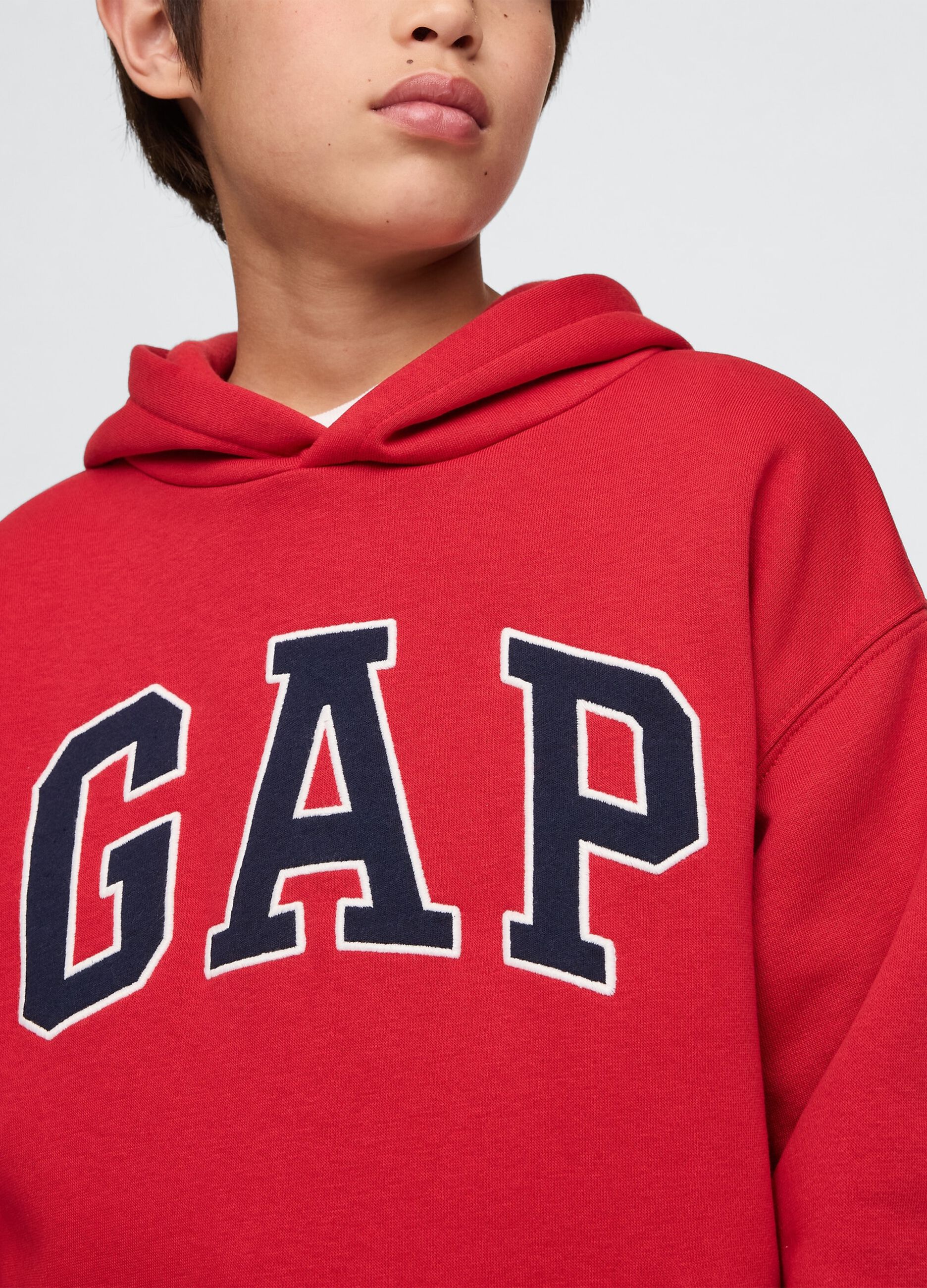 Felpa rossa con cappuccio e logo GAP