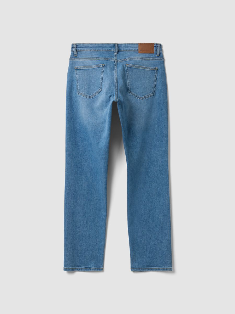 Light blue stretch cotton comfort-fit jeans_5