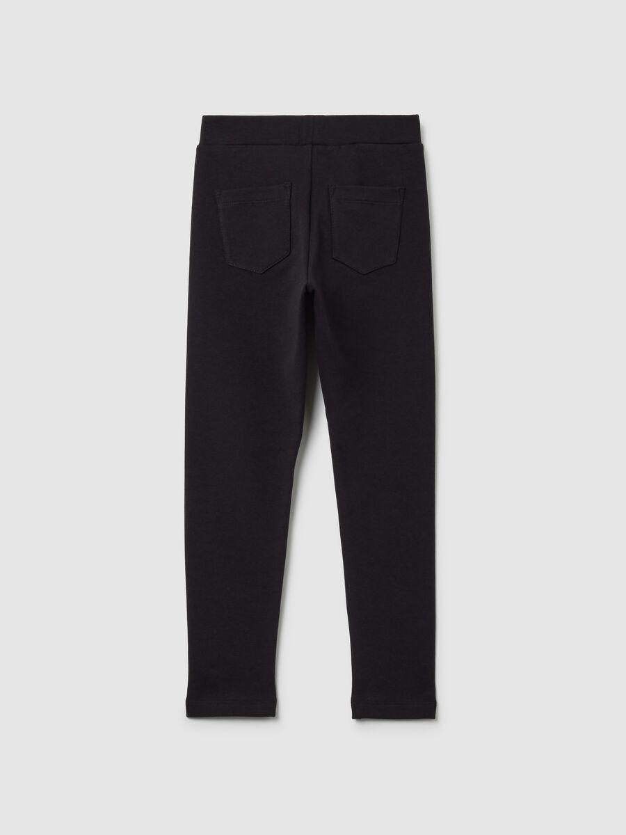 Leggings da bambina in cotone nero elasticizzato_1