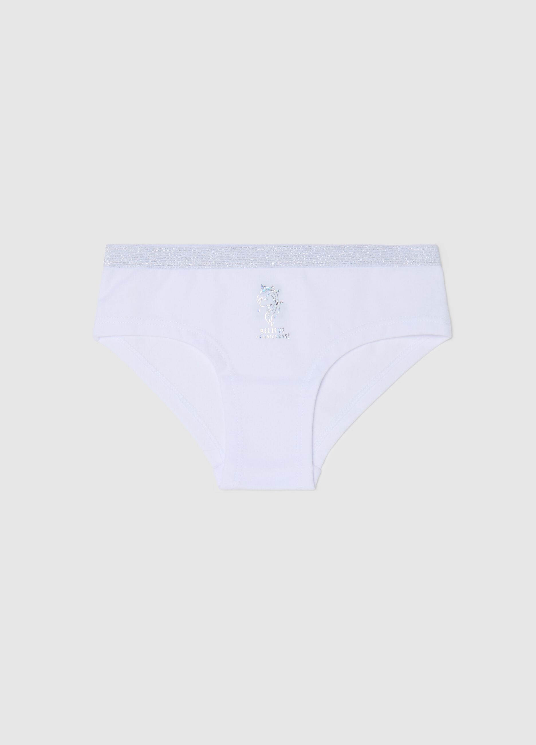Stretch cotton knicker shorts with lurex and print