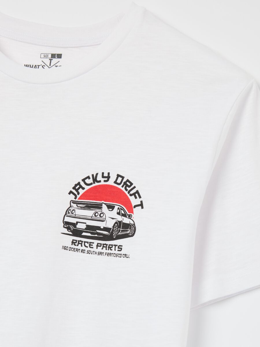 Cotton T-shirt with "Jacky Drift" racing car print_5