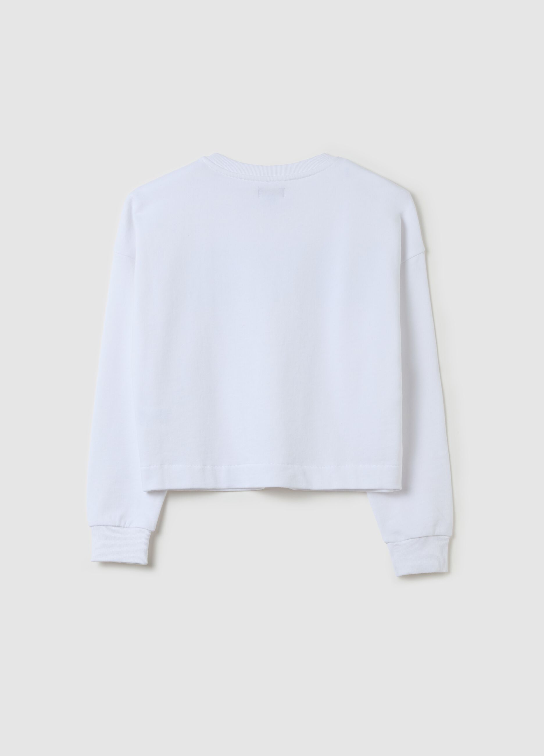 Felpa cropped con stampa foil