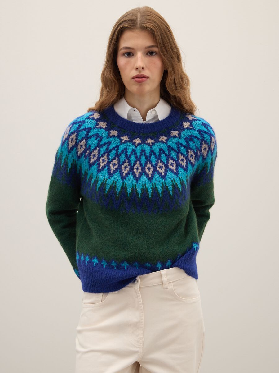 Multicolour Jacquard Pattern Pullover_1