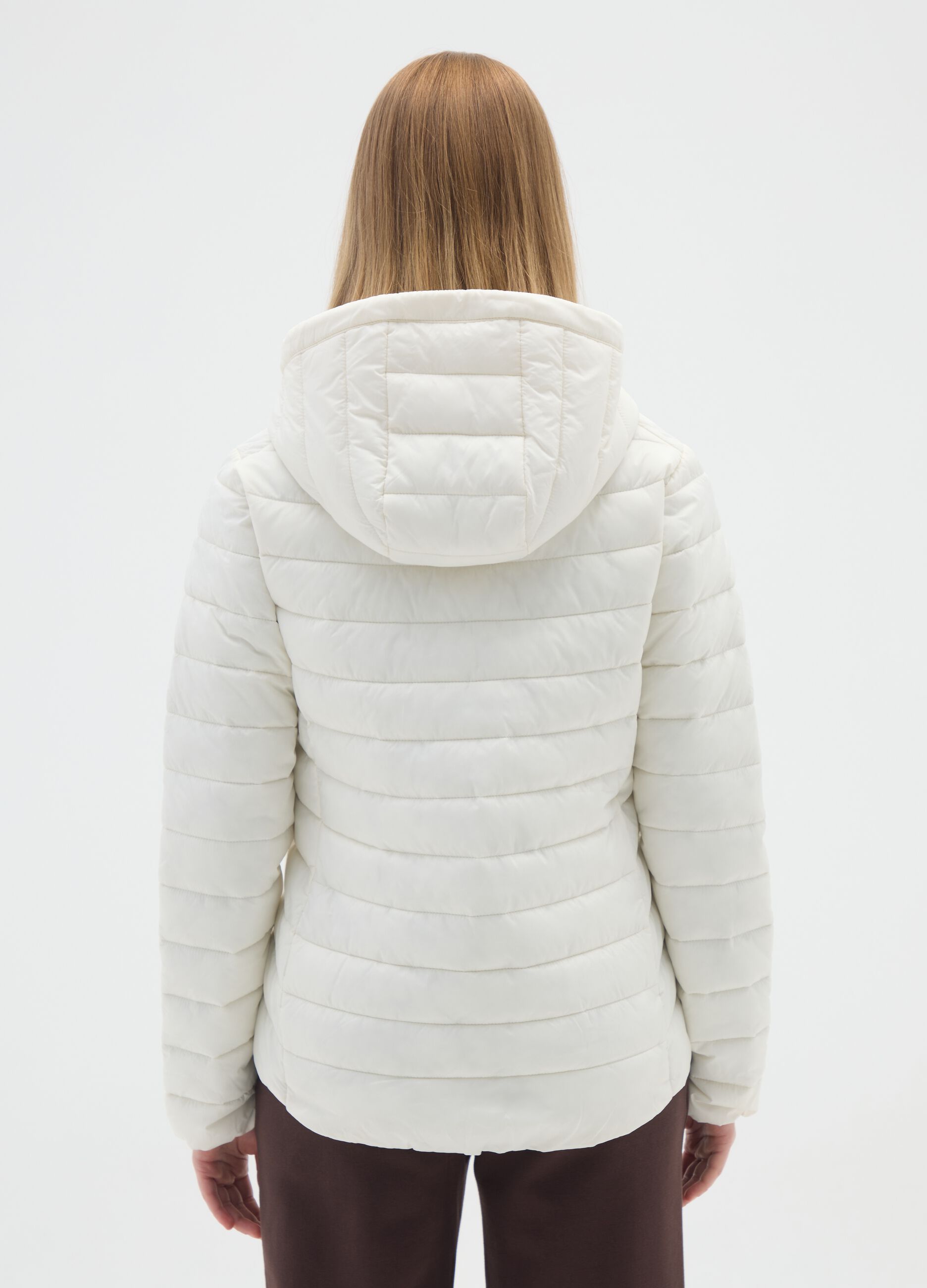 White padded regular fit jacket with hood