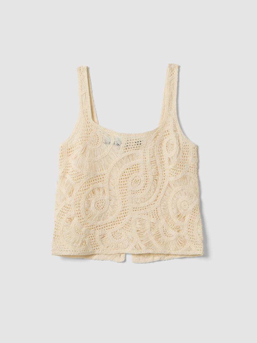 Tank top beige in misto cotone crochet_4