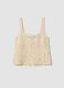 Beige crochet cotton-blend tank top_4