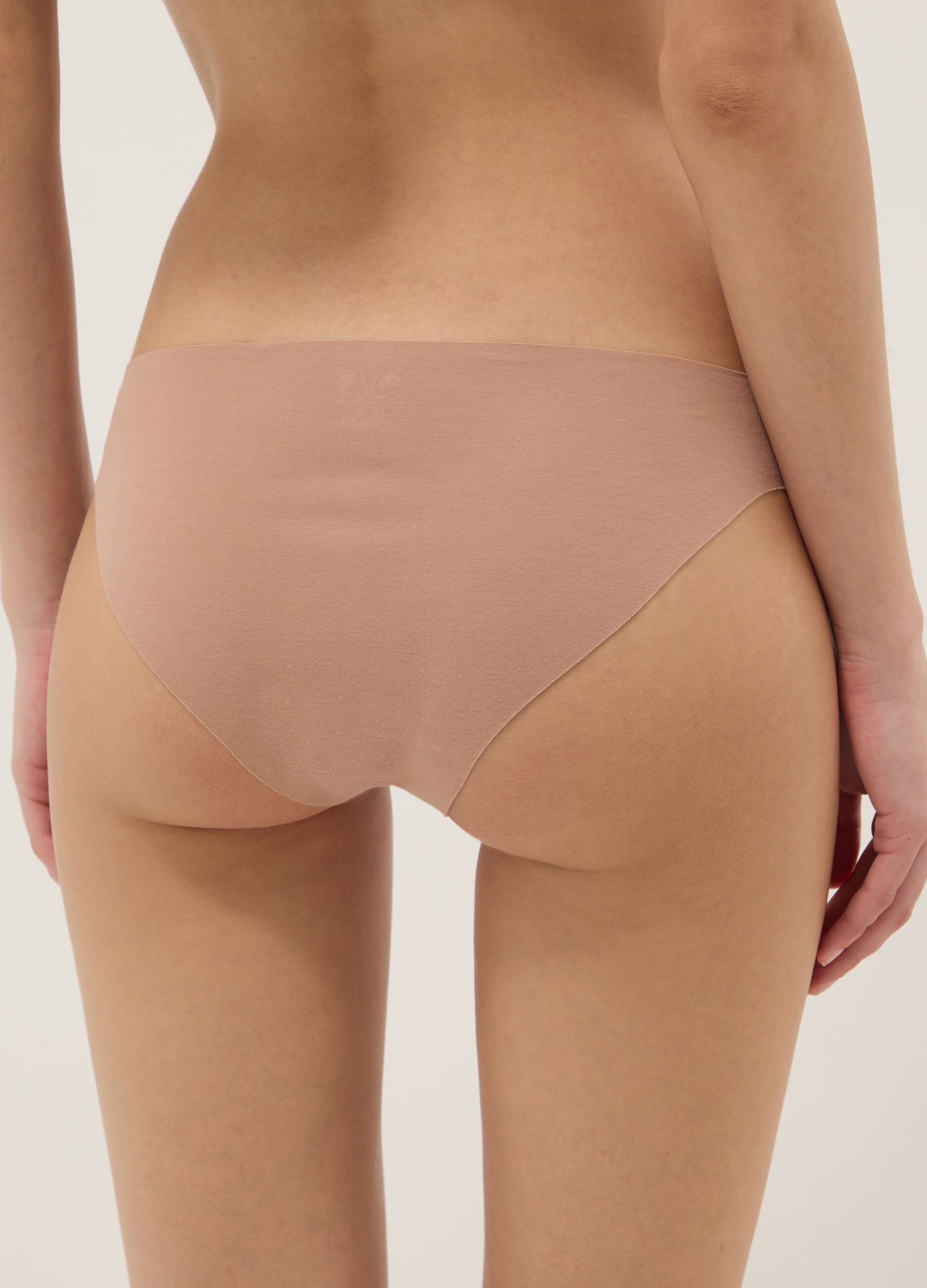 Beige regular fit stretch cotton briefs