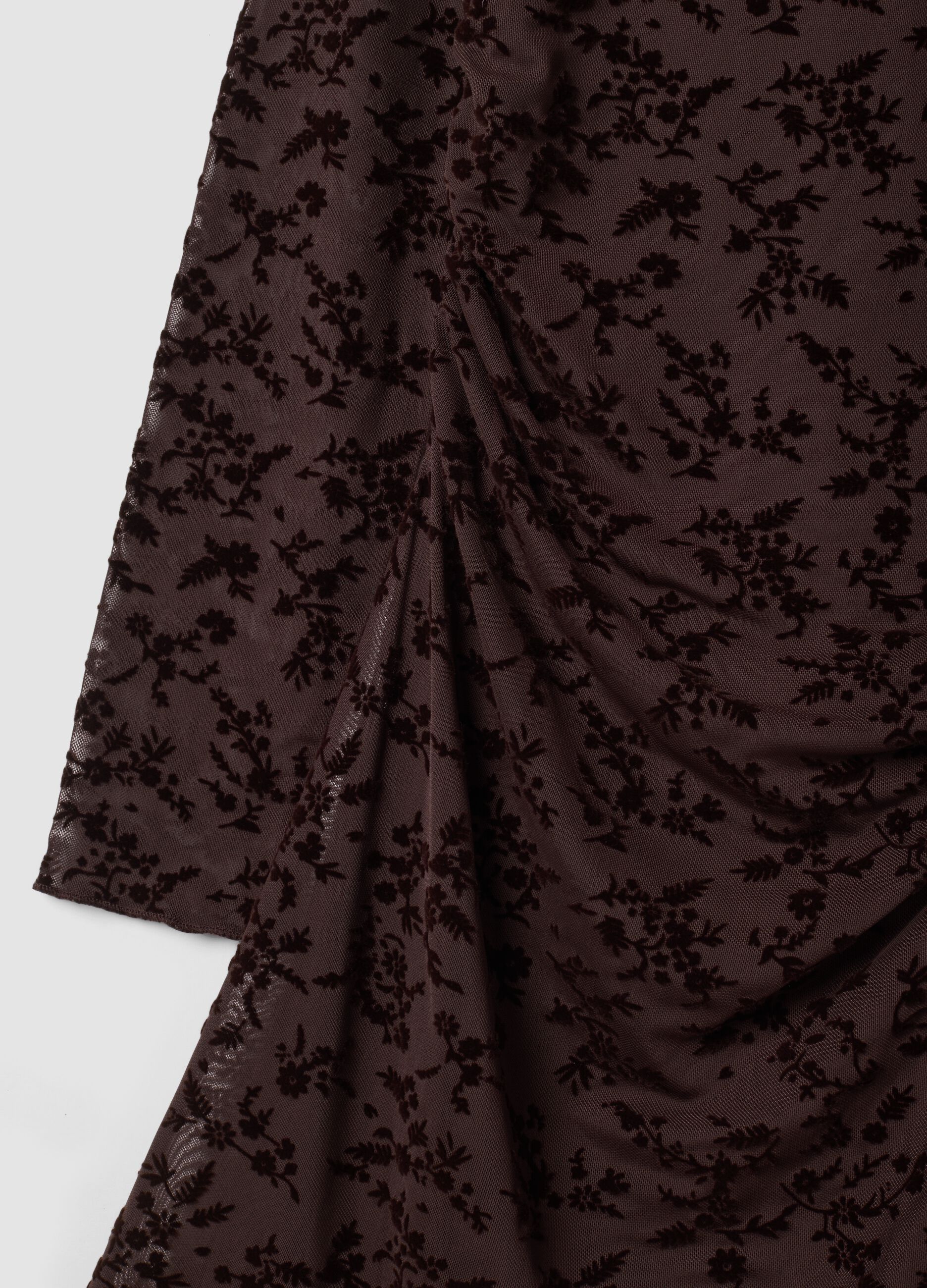 Brown stretch dress with high neck
