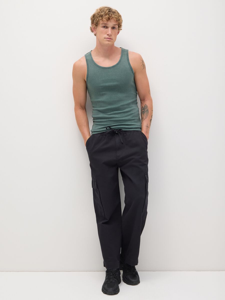 Men's Green Fitted Stretch Cotton Vest_1