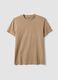 Beige short sleeve regular fit pure cotton t-shirt_4