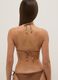 Brown triangle bikini top in stretch fabric with braided tie straps_2