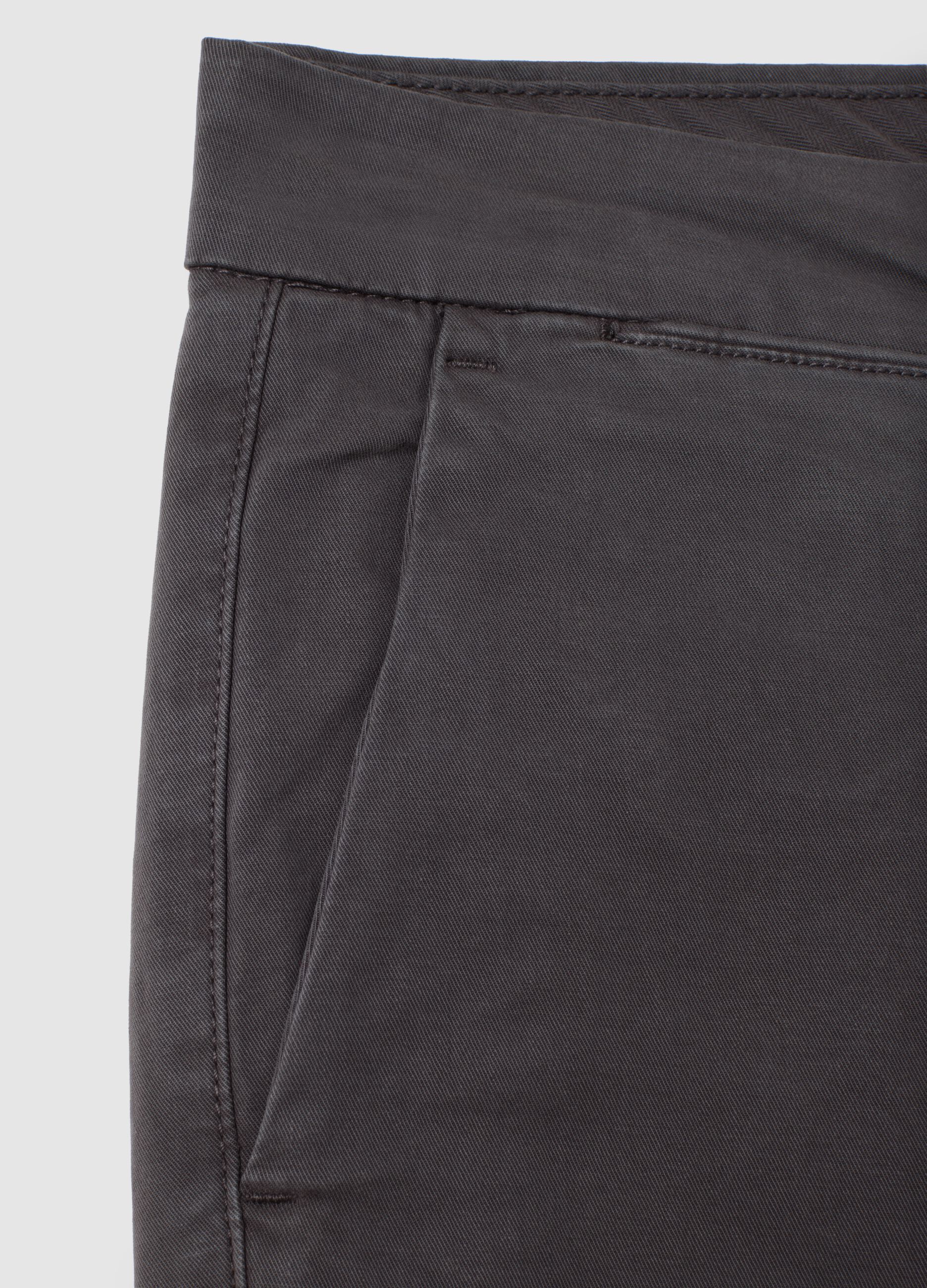 Grey stretch cotton regular fit trousers