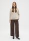 Beige regular fit sweater with ribbed collar and cut-out details_1