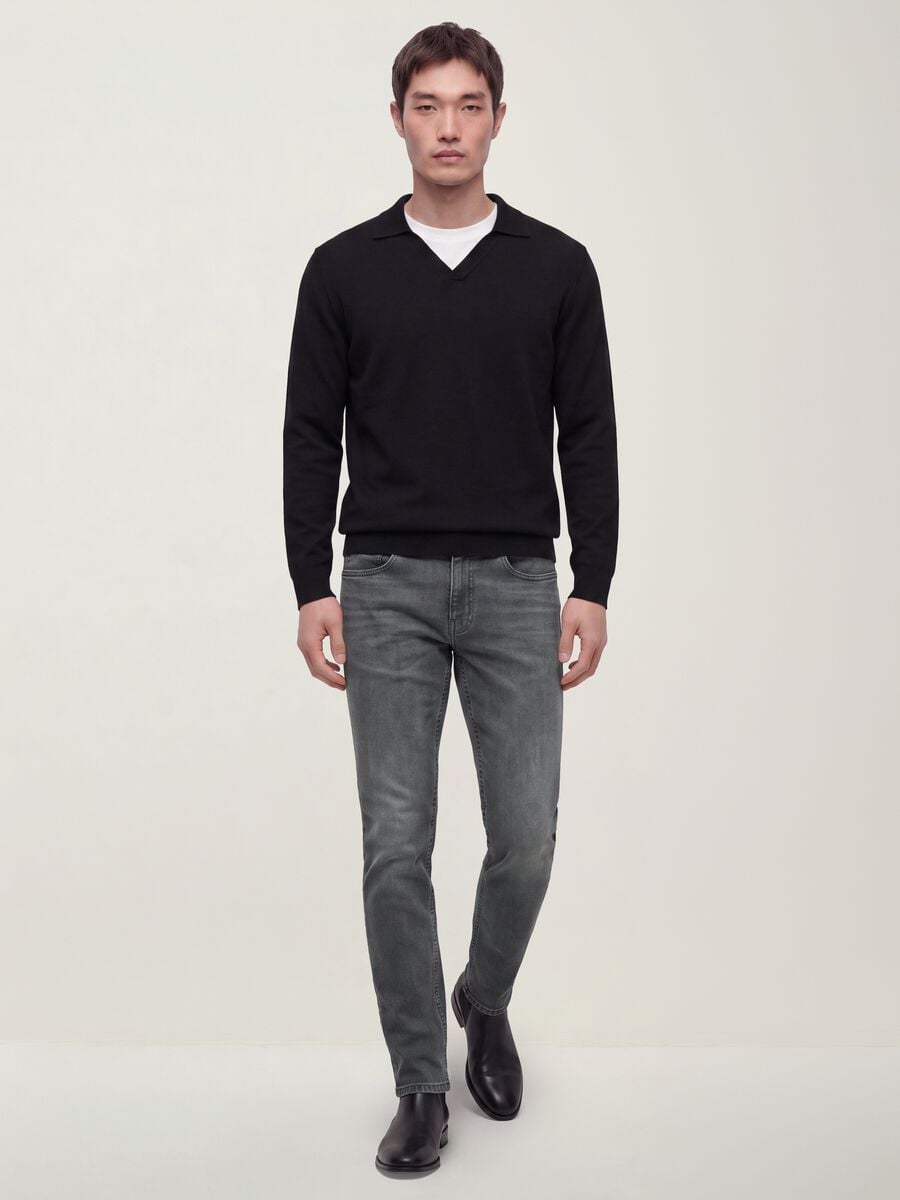 Grey stretch-cotton slim-fit denim jeans_0
