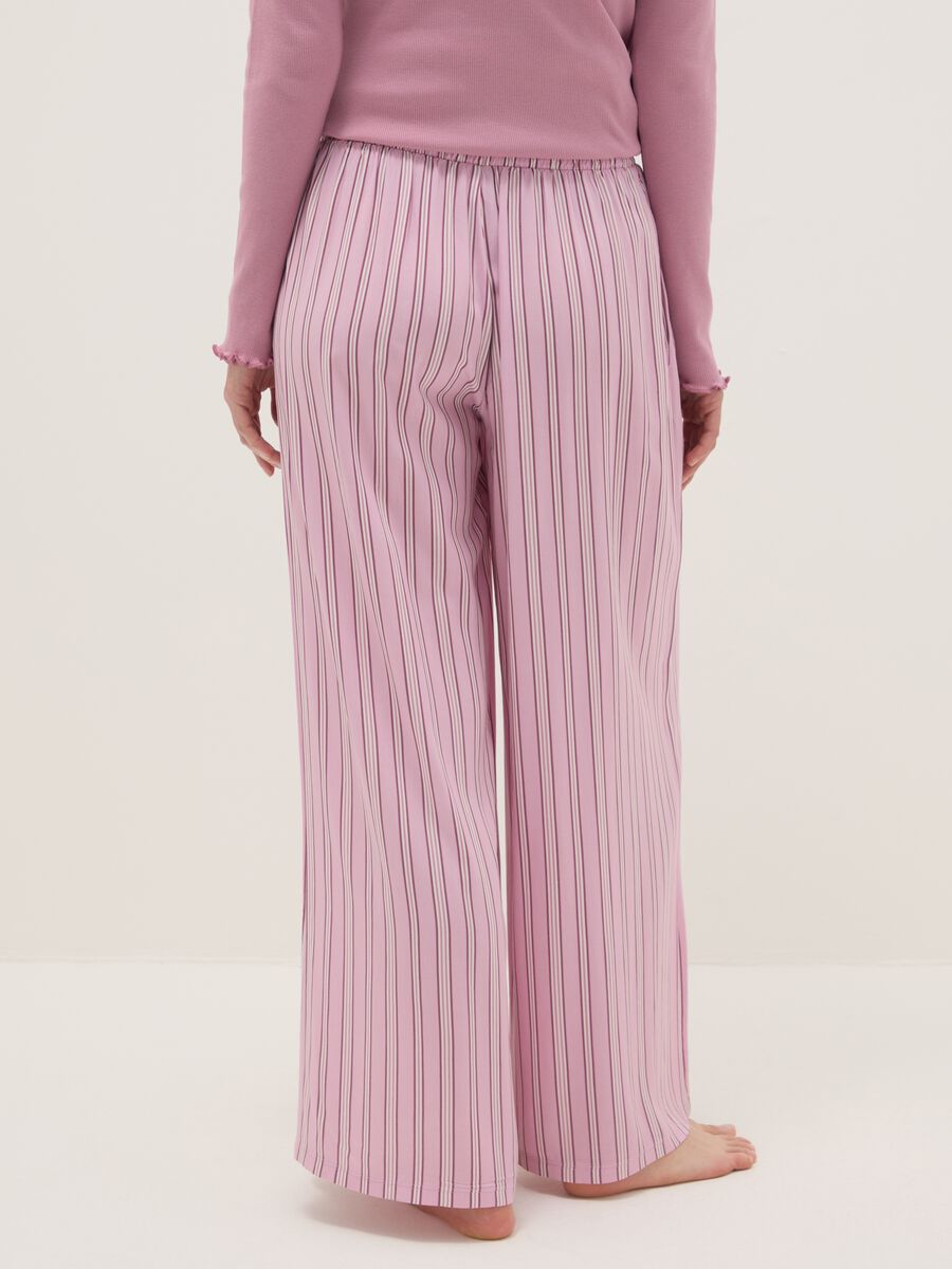Regular fit pink striped pure viscose pyjama trousers_2