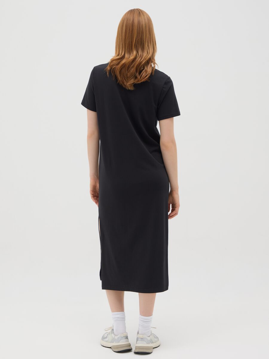 Women's long black stretch cotton dress_2