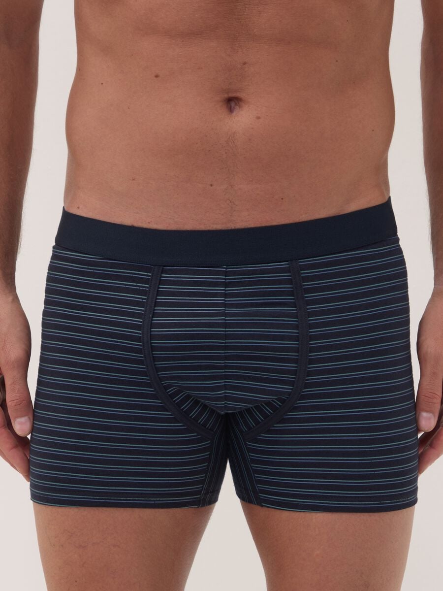Tripack di boxer midi blu in cotone organico elasticizzato_1