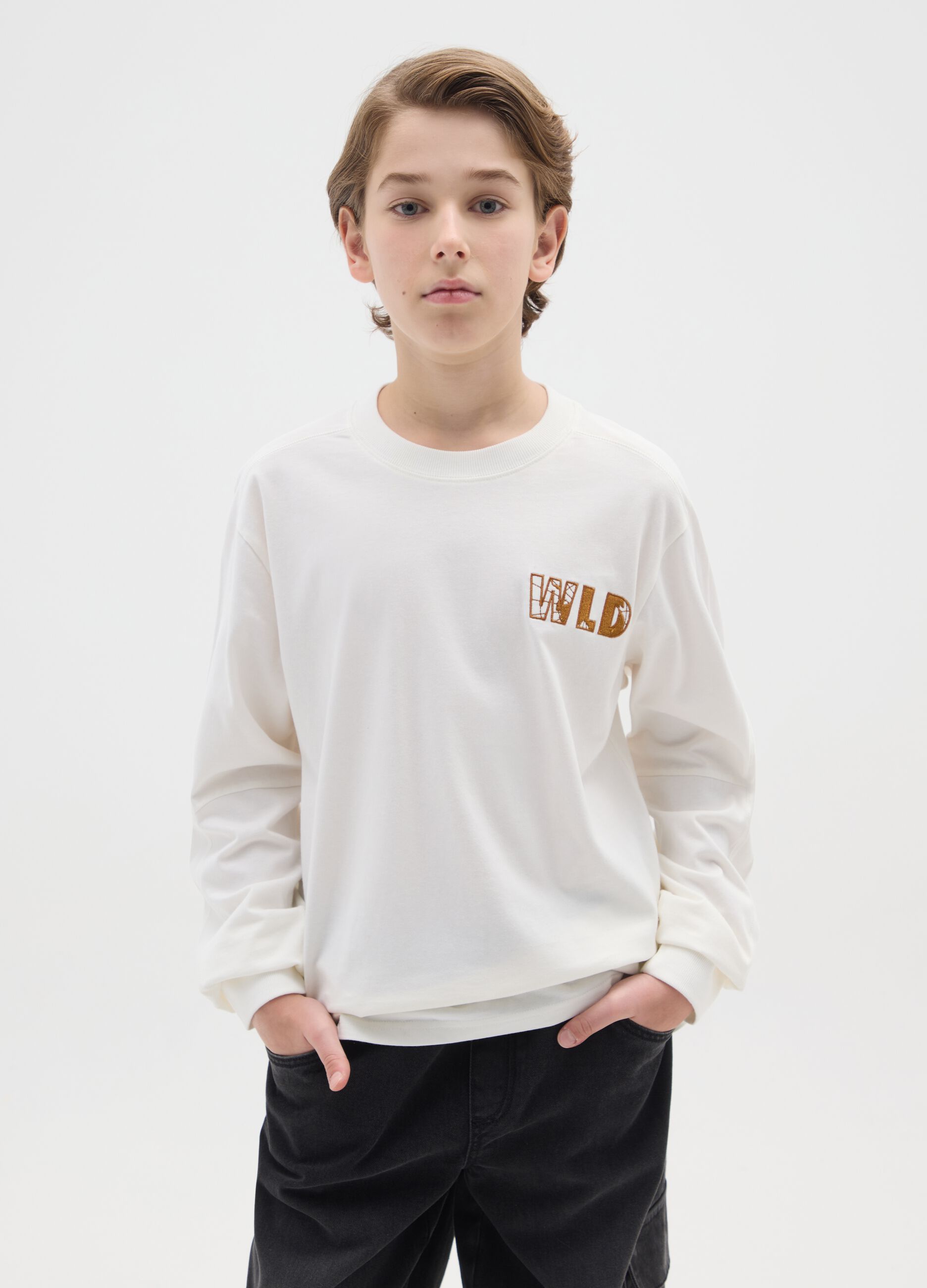 White oversized pure cotton boy's t-shirt