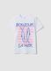 T-shirt bianca in puro cotone con stampa frontale regular fit_0