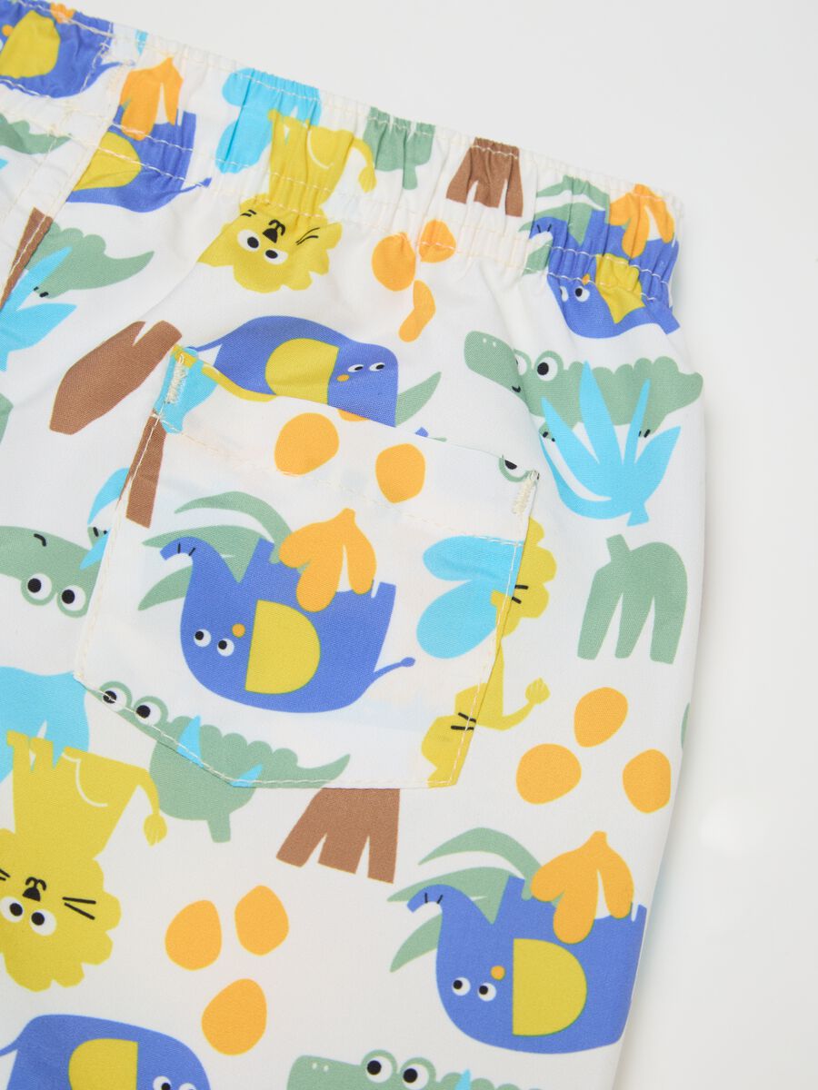 Children's multicolor regular fit shorts with animal print_2