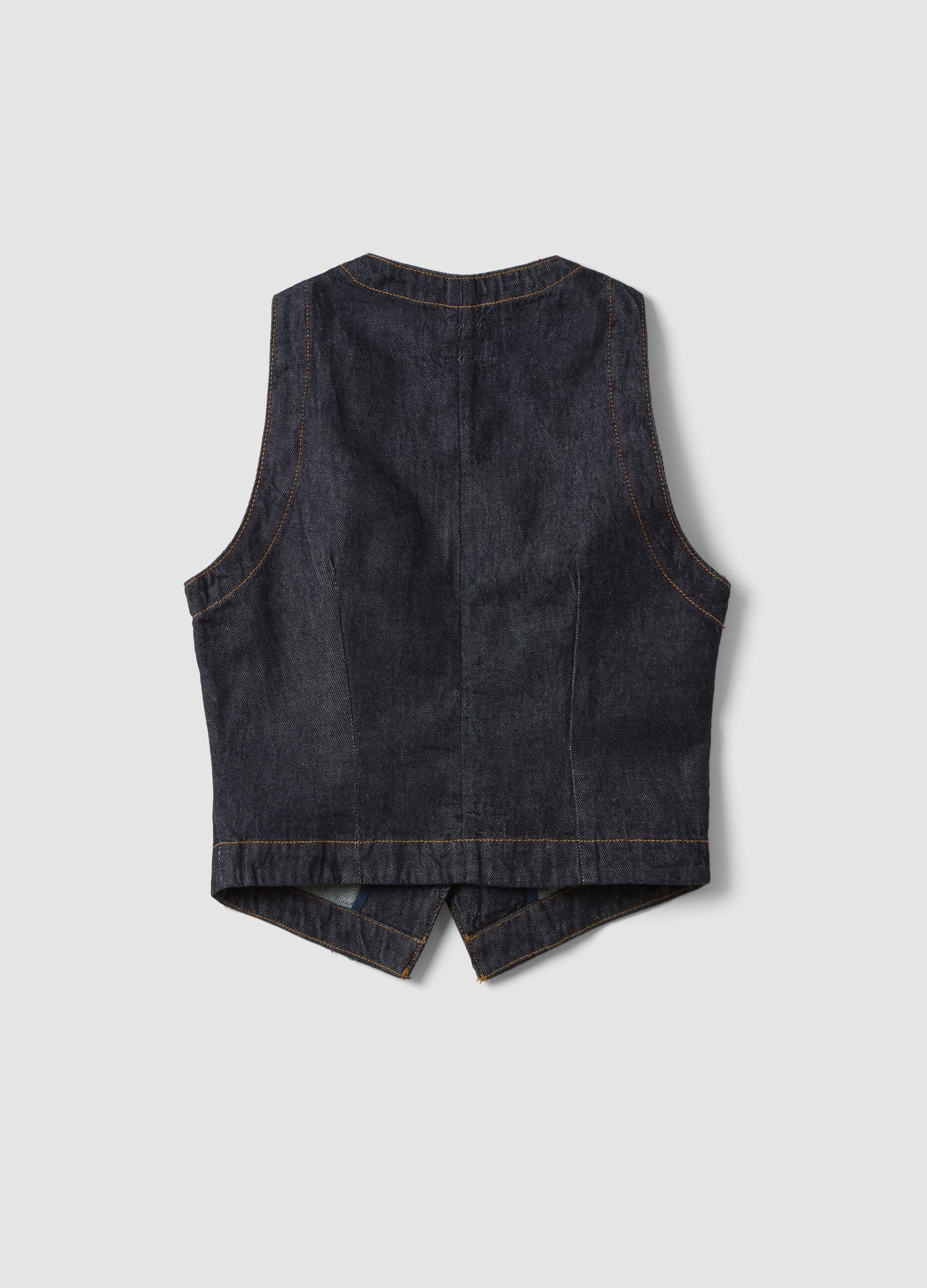 Blue denim waistcoat in pure cotton, regular fit
