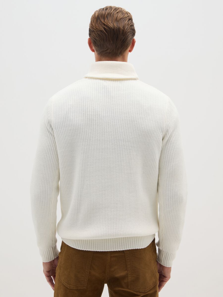White sweater with shawl collar regular fit_2
